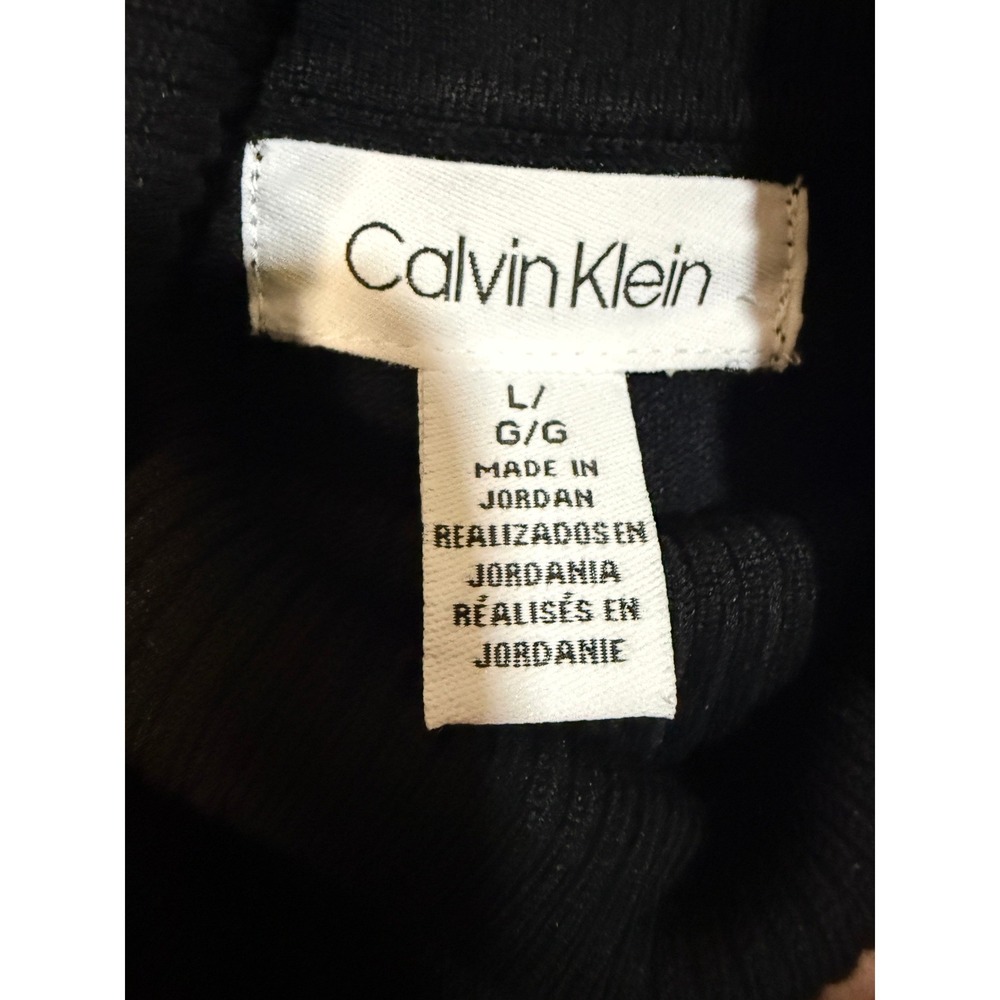 Calvin Klein Black Turtleneck Sweater Women L Black Dark Academia Office Chic - Picture 5 of 8